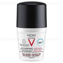 VICHY Homme déodorant anti-transpirant anti-traces roll-on 50ml