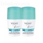 VICHY D&eacute;odorant traitement anti-transpirant 48h anti-traces blanches & jaunes Lot de 2 roll'ons x 50ml